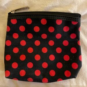 Vintage Lancôme Red and Black Polka Dot Zippered Pouch